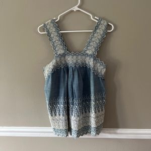 Denim embroidered top